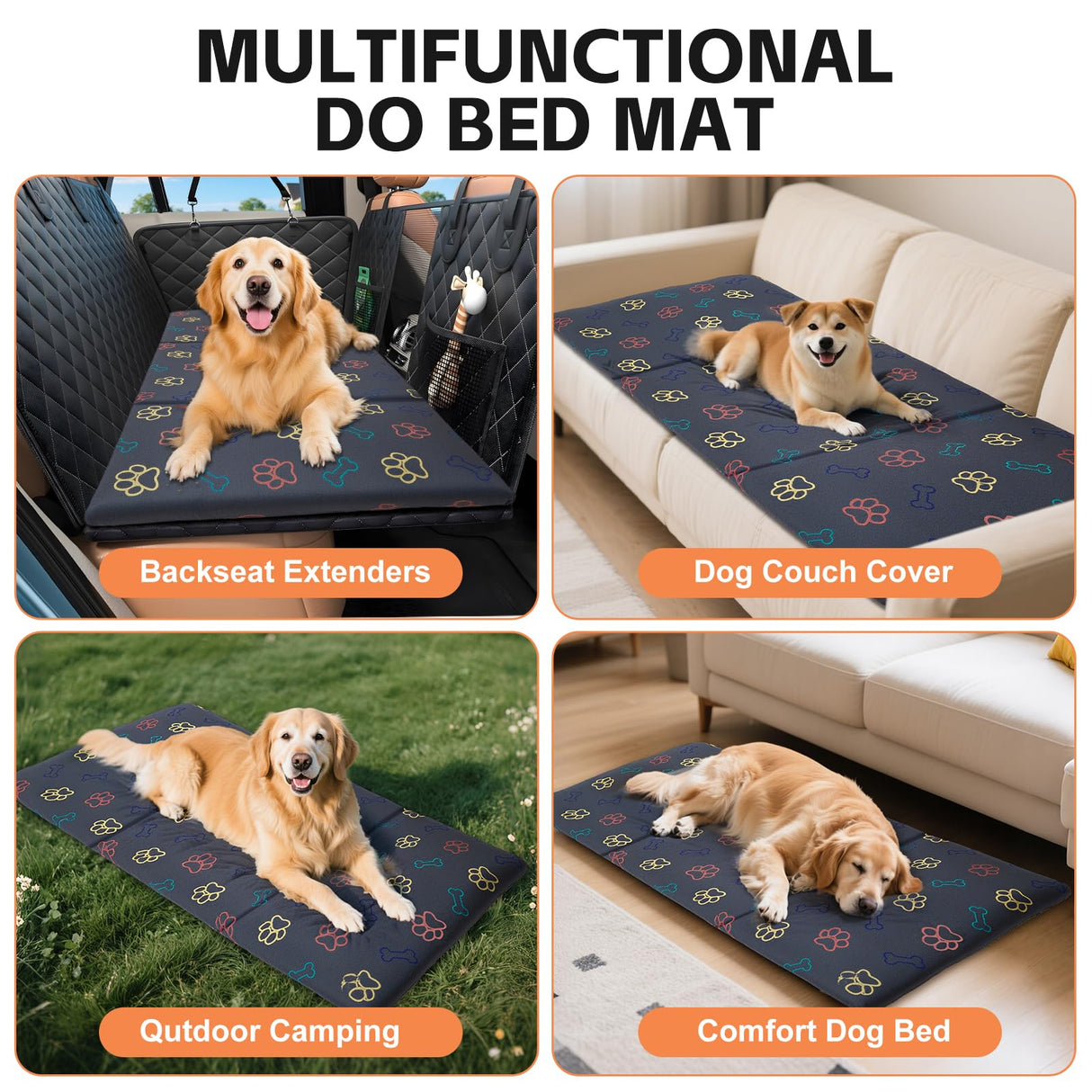 Anti-Scratch&Chewers Dog Car Seat Protector with Soft&Durable Vegan Tech Fabic, Waterproof Pet Bed or Back Seat Cover for Dogs, Easy Wipe-Clean and Versatile for Travel,Home,Outdoor (Gray,51‘’×24‘’)