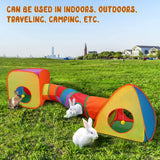 YUEPET Rabbit Tunnel and Cube Collapsible Tent Bunny Interactive Crinkle Tunnel Toys Small Animal Hideout with Play Ball for Dwarf Rabbit Bunny Guinea Pig (Rainbow)