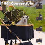 GdnWings Pet Stroller for Small Dogs, Lightweight Small Dog Stroller for Dogs Cats with 6 Shock Absorption System, Detachable Carrier Suitable for Car Seat & Hand Carry, Safe Outings, Black
