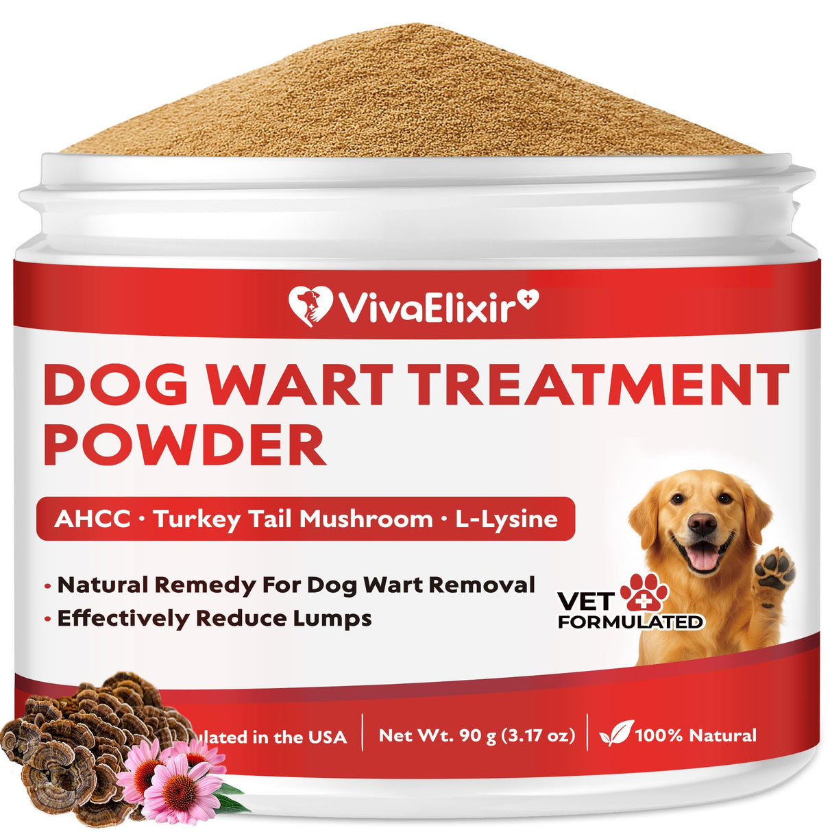 Dog Wart Remover - Turkey Tail Mushroom for Dogs - Lipoma Treatment for Dogs - Lumps and Bumps Supplement - Immune Support with L-Lysine, Zinc, Taurine, Selenium, Anthocyanins