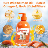 VUN Salmon Fish Oil for Dogs & Cats,Omega 3 Fish Oil Supplement for Itchy Dry Skin Coat,Allergy Relief,Joints&Paws,Brain,Eyes&Heart Treatment,Wild Liquid Fish Oil for Dogs by Pump with EPA DHA–16 oz
