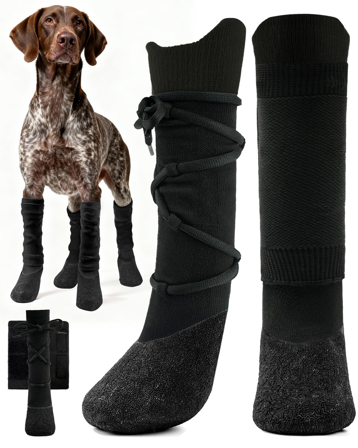Dog Shoes Boots for Medium Dogs, Pet Boots & Paw Protectors for Winter Snowy Day with Adjustable Straps for Walking Running Hiking Outdoor Pet Booties Shoes Socks（Black,L