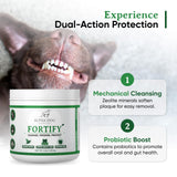 Dog Teeth Cleaning Powder - Fortify Dental Powder for Dogs - Plaque Remover and Freshens Bad Breath with Fresh Green Supplements - Contains Kelp, Probiotics, and Other Tooth Cleaning Ingredients