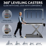 KANIS Professional Electric Dog Grooming Table - Heavy Duty, Height Adjustable Pet Grooming Table w/Leveling Wheels, Dog Grooming Arm, Anti Slip Tabletop & Tool Organizer (Grey, 49")