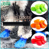 Dogs Candy Colors Anti-Slip Waterproof Rubber Rain Shoes Boots Paws Cover (Red,XXL)