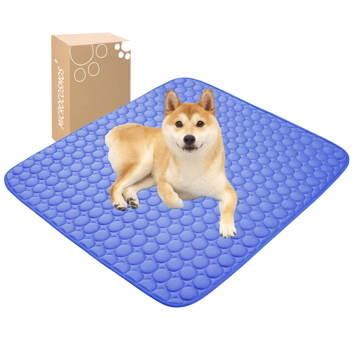 MICROCOSMOS Summer Cooling Mat & Sleeping Pad- Water Absorption Top, Materials Safe, Easy Carry, EZ Clean. Keep Cooling for Pets, Kids and Adults.(Navy Blue, 36" x36")