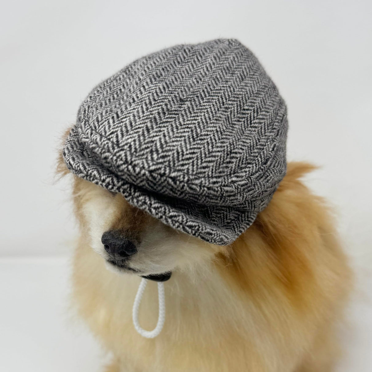 Handmade Dog Ivy Cap Newsboy hat for cats Halloween costume hat for pets (Medium, Black&White Herringbone)