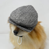 Handmade Dog Ivy Cap Newsboy hat for cats Halloween costume hat for pets (Medium, Black&White Herringbone)
