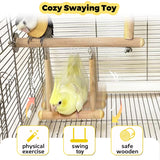 Jevnd Bird Perch & Swing Toy Combo, Bird Toys for Parrots with 360° Spin Function, Hanging Parakeet Swing Birds Cage Accessories Toys, Multi-functional Wooden Birds Activity Gym for Cockatiel Lovebird
