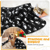 Tatuo 10 Pieces Pet Blankets with Paw Print Dog Cat Fleece Blankets Soft Warm Sleep Mat Pad Bed Cover for Kitten Puppy and Other Small Animals, 24 x 28 Inch(Cool Color)