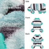 Fitwarm Fuzzy Striped Dog Fleece Pajamas, Warm Winter Clothes for Small Dogs Boy Girl, Cozy Pet Onesie with Feet, Light Sea Green, Black, White, XL