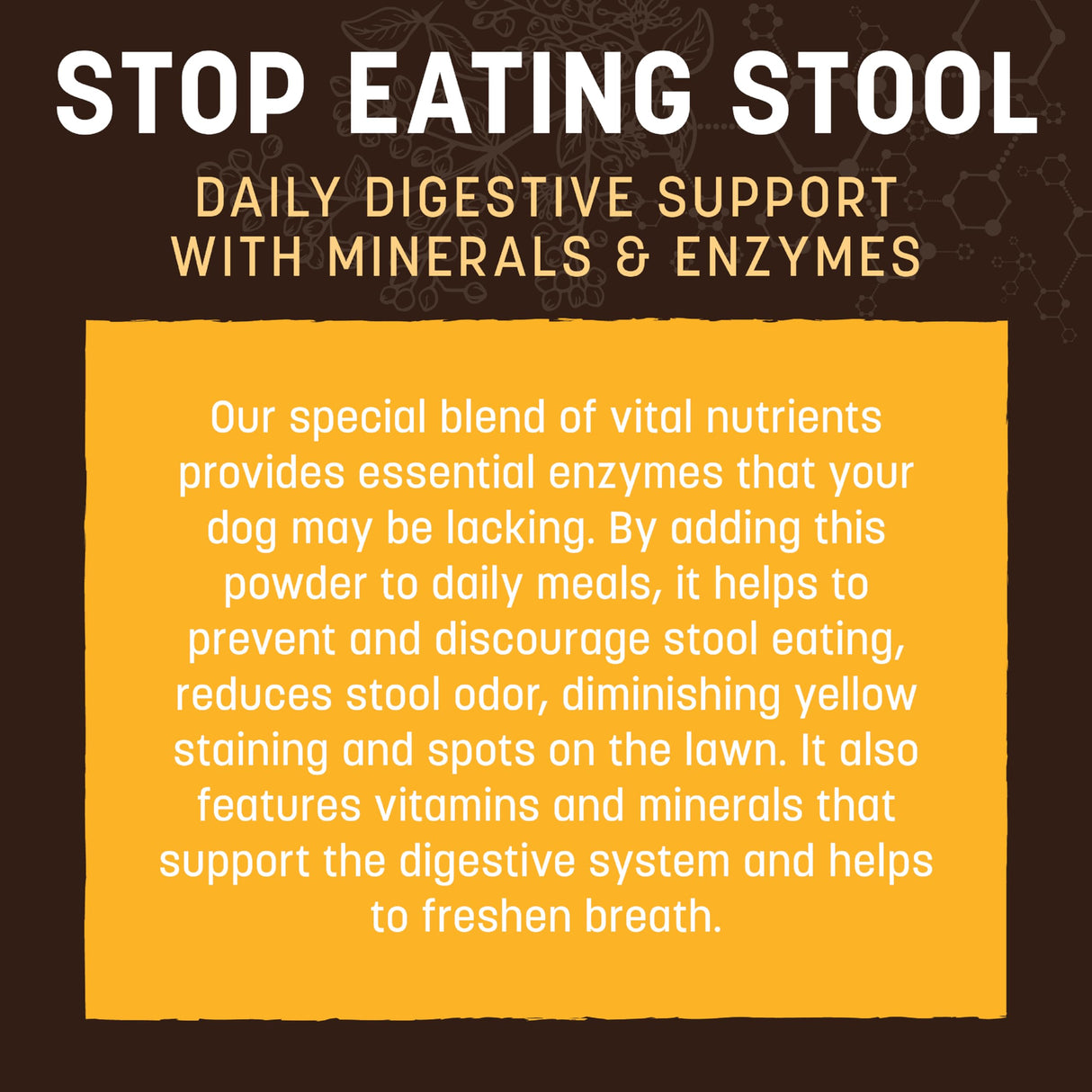 Earth Animal Apothecary Powder Supplement - Stop Eating Stool Nutritional Powder for Dogs & Cats - 8 oz