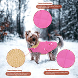 Winter Coat for Small Dogs, Puppy Plaid Jacket, Cotton Coat for Cold Weather, Windproof Warm Dog Garments, Pet Thickened Outfits Indoor Outdoor, Pink S