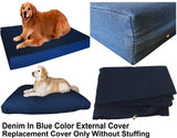 Dogbed4less XXL 55X37X4 Inches Blue Color Denim Jean Dog Pet Bed External Zipper Duvet Cover - Replacement Cover only