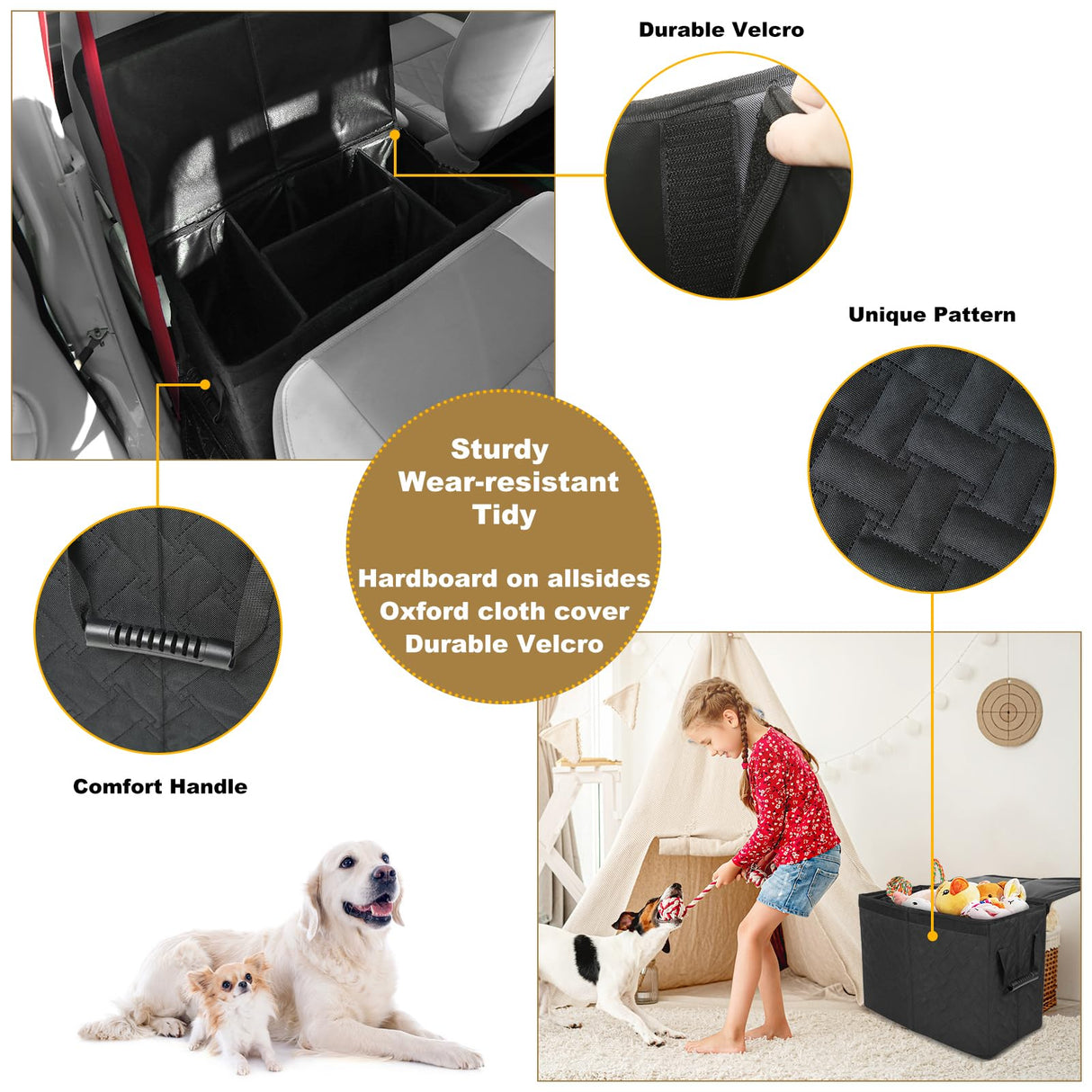 CEMOFE Car Seat Extender for Large Dogs, Front & Back Seat Extender for Dogs up to 200 LBS with Storage for Large Trucks, Gap Filler Prevent Pets from Falling