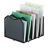 Simple Trending Mesh Desktop File Sorter Organizer, 5-Section Bookshelf for Desk Home Office, Black