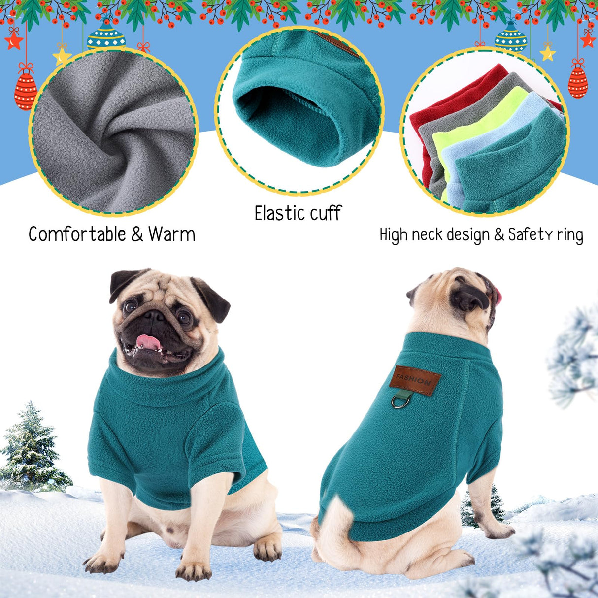 Sunnymove 5 Pcs Fleece Dogs Sweaters for Small Medium Large Puppy Cat Pet Winter Soft Warm Pullover Jumper Turtleneck Sweatshirt Clothes Apparel Outfit (M)