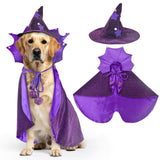 Vehomy Halloween Dog Costume Dog Witch Cape Witch Hat Set Pet Wizard Cloak Vampire Devil Outfit Puppy Cat Halloween Cloak Devil Clothes Outfit Apparel Cosplay for Small Medium Large Dogs 2Pcs XL