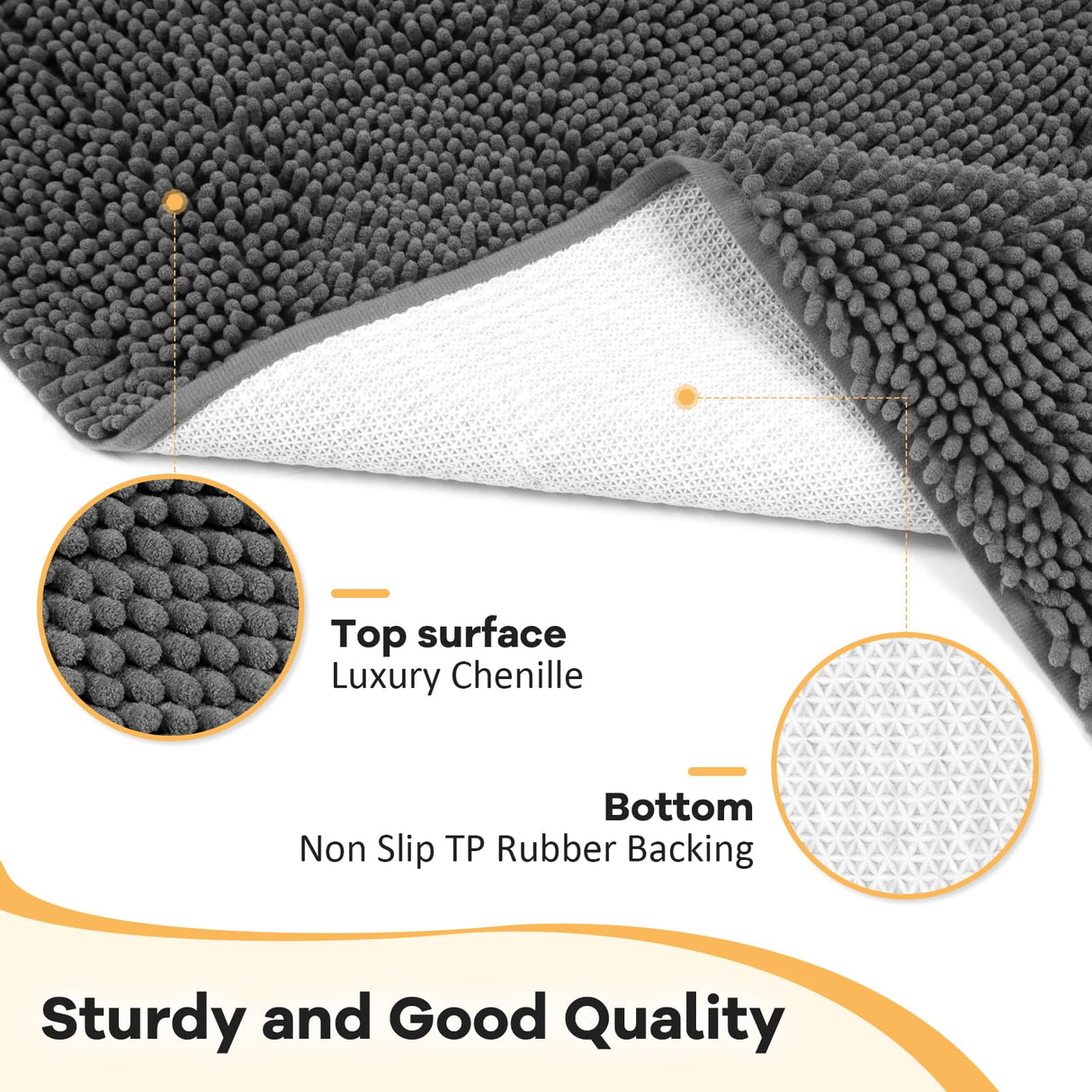 HOMEK Absorbent Dog Door Mat for Muddy Paws, 60" x 30" Chenille Indoor Mats for Entryway, Trap Dirt Front Door Mat Indoor Entrance Washable Non Slip Soft