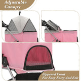 Athena Collection 4 Wheels Pet Stroller for Medium Dogs 33 Lbs Puppy Cat Pet Dog Stroller with Detachable Carrier, Cup Holder Tray, Bottom Storage, Pink