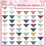 Sweetude 50 Pcs Dog Bandanas Bulk Floral Pattern Triangle Scarf Adjustable Washable Bandana Bibs for Small Medium Large Dogs Pets