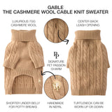 Gable – The Cable Knit Sweater Cashmere Wool Pet Pullover for Small, Medium and Large Dogs, Camel, XX-Small