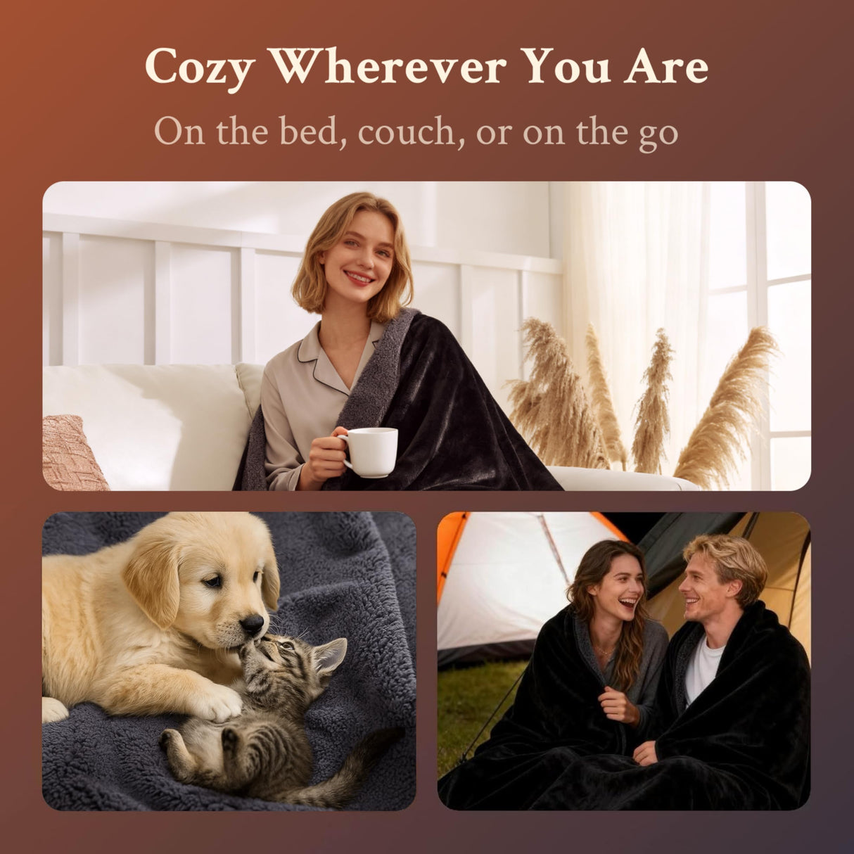 DouxDosy Waterproof Blanket (60"x80") for Couch, Sofa, Pets- Plush Water Proof Throw Blanket to Protect Furniture, Stain Resistant, Leak-Proof, Double-Sided, Reversible Flannel & Sherpa Fleece, Grey