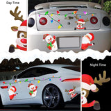 44PCS Christmas Car Refrigerator Decorations - Reflective Bulb Light Santa Reindeer Tree Snowman Magnet Accessories Set Xmas Holiday Cute Decor