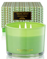 96NORTH Luxury Eucalyptus & Sage Soy Candle | Large 3 Wick Jar Candle | Up to 40 Hours Burning Time | 100% Natural Soy Wax | Housewarming Gift for Men and Women