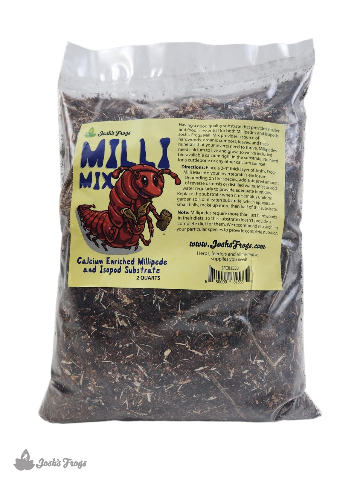 Josh's Frogs Milli Mix Calcium Enriched Millipede and Isopod Substrate (2 Quarts)