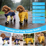 Dog Suspender Boots,Waterproof Dog Snow Boots,Adjustable Anti-Slip Rain Snow Boot for Dogs,Dirty-Proof Dogs Reflective Boot & Paw Protectors for Outdoor Walking Winter Snows Rain (Yellow, L)