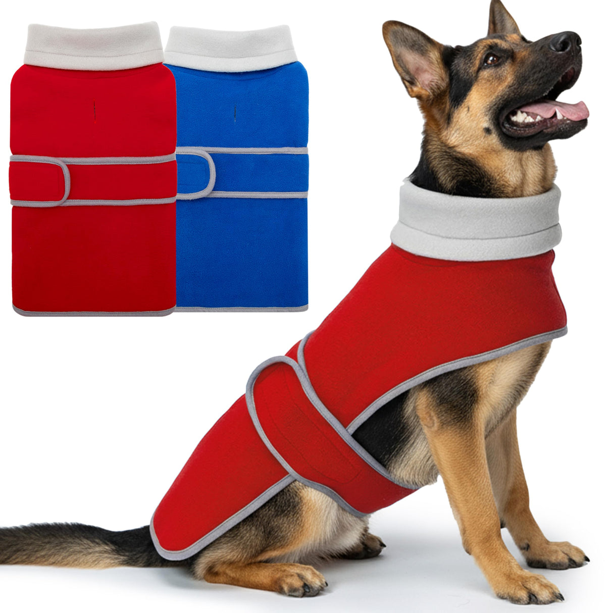 Dog Coat 2 Pack, Turtleneck Fleece Pet Winter Jacket for Cold Weather, Warm Dog Clothes Sweater Outdoor Indoor for Small, Medium, Large & XL Dogs (M-XXL)