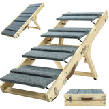 TNELTUEB Dog Ramp, 2-in-1 Dog Stairs for Small Dogs, 32.6" Long, Adjustable 8.5"-18" Pet Ramp with Non-Slip Traction Mat, Folding Portable Wooden Dog Steps for Bed, Couch, Car, Rated for 30 LBS (Grey)