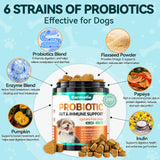 Carmelie Probiotics for Dogs, 200 Soft Chews Digestive Probiotics & Enzymes for Gut Health with Pumpkin, Fibre for Dogs Anti Diarrhea, Upset Stomach, Gas Relief, Itchy Skin & Immune Support (Chicken)