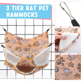 Abbylike 9 Pieces Rat Hammock 3 Tier Guinea Pig Ferret Hammocks Small Pet Hanging Tunnel Glider Toy Guinea Pig Ferret Hideout Bed Cage Accessories for Hamster(Light Brown, White, Black,Paw)