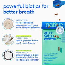 Load image into Gallery viewer, Native Pet GutWell Clean Breath - Dog Breath Freshener &amp; Dog Dental Powder - Teeth Cleaning to Reduce Plaque &amp; Tartar - Promotes Fresh Breath with Targeted Triple-biotic Dental Care Blend - 60 Scoops
