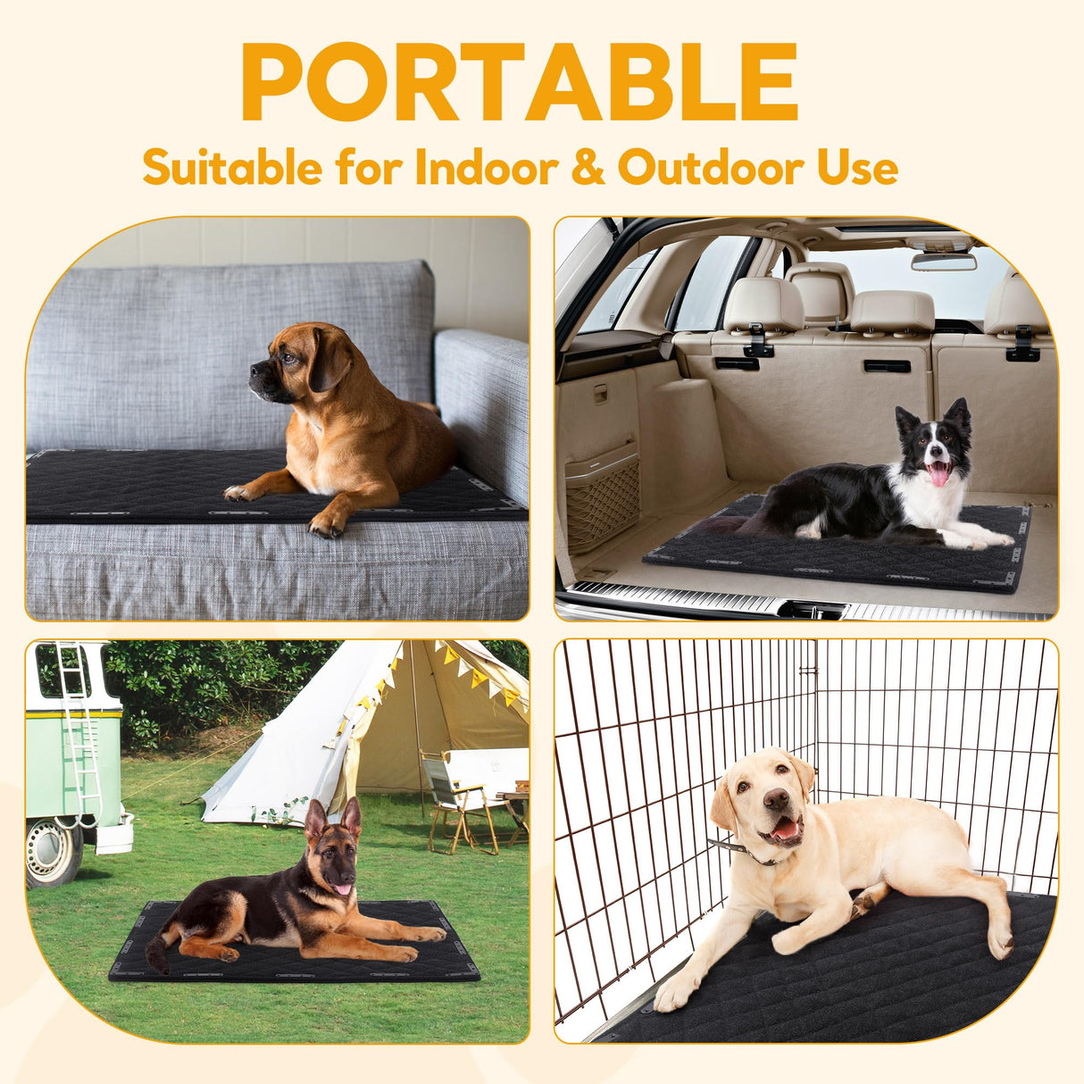 HOMBYS Chew Proof Dog Bed Mat with 14 Metal Rivets - Indestructible Kennel Pad for Teething Puppies & Aggressive Chewers, Durable Waterproof Crate Mat for Medium Dogs, 35" x 22" (Indoor/Outdoor Use)