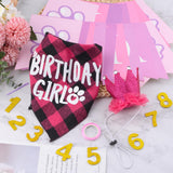 HACRAHO Dog Birthday Bandana Hat Set，1 Set Puppy Birthday Party Supplies for Girl Dogs Dog Birthday Decorations with Birthday Numbers Pet Party Hats Scarf Banner Set for Small Medium Dogs(Red)