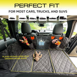 ENDURTEK Dog Car Seat Cover for Back Seat | Universal Hard Bottom Back Seat Extender for Car, Truck, SUV | Waterproof Cargo and Truck Bed Protector Hammock with Storage Pockets for Medium & Large Dogs