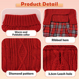 YUDODO 2 Pack Small Dog Sweater Dress with Bowtie Turtleneck - Knitted Pet Girl Dog Winter Clothes - Pet Warm Sweater for Puppy Yorkies, Chihuahua (S Red+Grey)