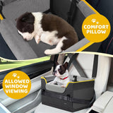 GENORTH Dog Car Seat for Small Dogs,Detachable Pet Car Seat Under 20 lbs,Dog Booster Seat with Cozy Chin Rest,Cushion and Safety Belt, (Gray)