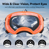 Billionchains Dog Sunglasses UV Protection Clear Dog Goggles Windproof Glasses with Elastic Straps for Medium-Large Breed, Orange Frame + Clear Lens