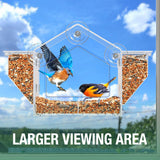 Window Bird Feeder, Clear Birdfeeder for Window Larger Viewing, Squirrel-Proof Bird Watching with Strong Suction Cup and Self-Adhesive, Large Food Storage Design