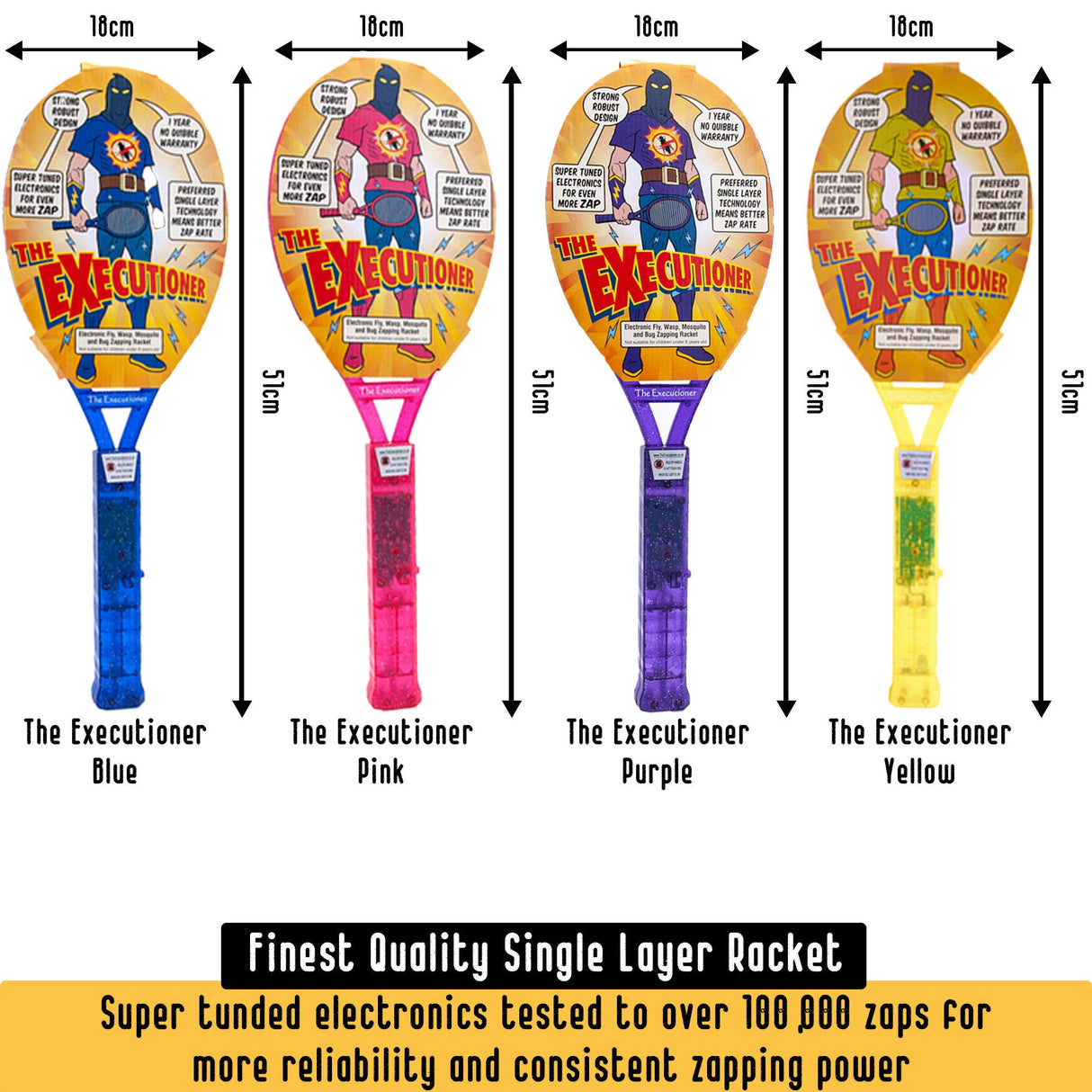 The Executioner Fly Killer Mosquito Swatter Racket Wasp Bug Zapper Indoor Outdoor (Purple)