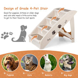 20" H 4-Step Dog Stairs for Small Dogs and Cats, Non-Slip Dog Steps for High Beds, Couch, Sofa, Sturdy Pet Steps (Tan)