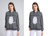 ALYC Pet Carrier Hoodie Cat Dog Pouch Holder Sweatshirt Large Pocket Pullover Shirt with Cat Ear for Women Dark Gray