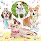 Reginary 70 Pcs Easter Dog Bow Ties Collar Set Adjustable Grooming Hair Bows Rabbit Eggs Butterfly Rhinestone Pattern Neckties for Spring Easter Puppy Cat Supplies