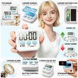 2 Pack Digital Timer for Kids, Magnetic Countdown Kitchen Timers for Cooking, Egg, Classroom, Teacher, Exercise, Study, Oven - Battery Included
