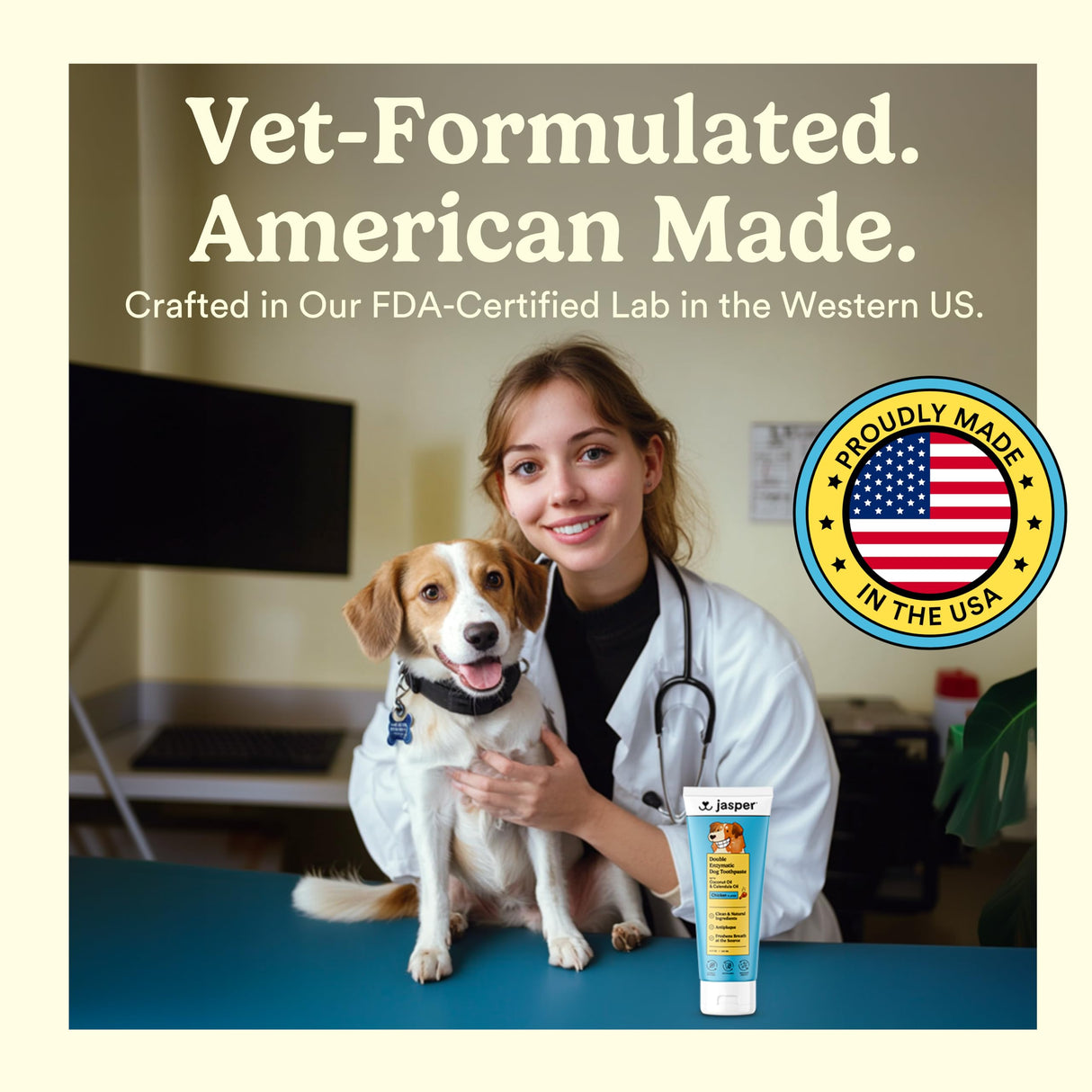 Jasper Dog Tooth Brushing Kit and Dog Toothpaste Kit with Dog Toothbrush Enzymatic, Plaque Remover Imporves Bad Breath Natural Pet Toothpaste Dog Toothbrush and Toothpaste 3.5oz Bacon Flavor