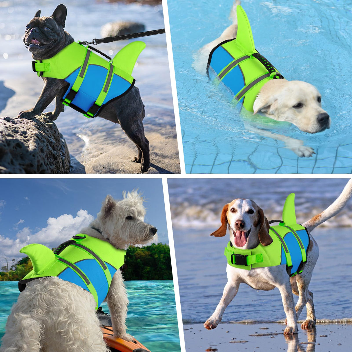 Doglay Shark Ripstop Dog Life Vests for Swimming Boating with High Buoyancy and Rescue Handle, Adjustable Pet Flotation Vest for Small Medium Large Dogs
